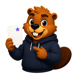 Mascote Deckstter mostrando um flashcard